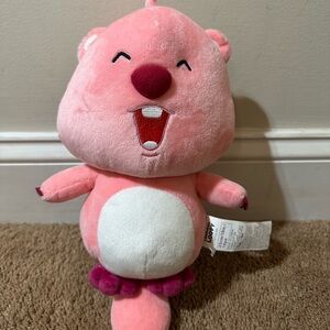Zanmang Loopy Plush Beaver Pink Happy Face Stuffed Animal Soft Miniso 12”